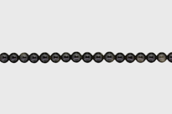 NATURAL STONE BEADS - OBSIDIAN GOLDEN - 8mm - STRING (48pcs.) Hole-1.6mm