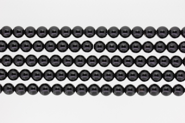 NATURAL STONE BEADS - ONYX BLACK - 8mm - PACKAGE (5x48pcs.) Hole-1.6mm