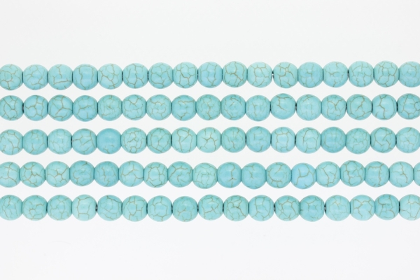 NATURAL STONE BEADS - TURQUOISE - 8mm - PACKAGE (5x48pcs.) Hole-1.6mm