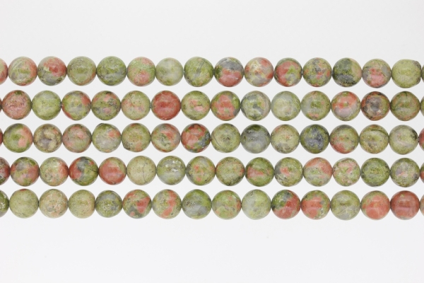 NATURAL STONE BEADS - UNAKITE - 8mm - PACKAGE (5x48pcs.) Hole-1.6mm