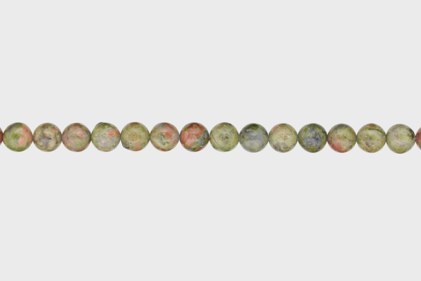 NATURAL STONE BEADS - UNAKITE - 8mm - STRING (48pcs.) Hole-1.6mm