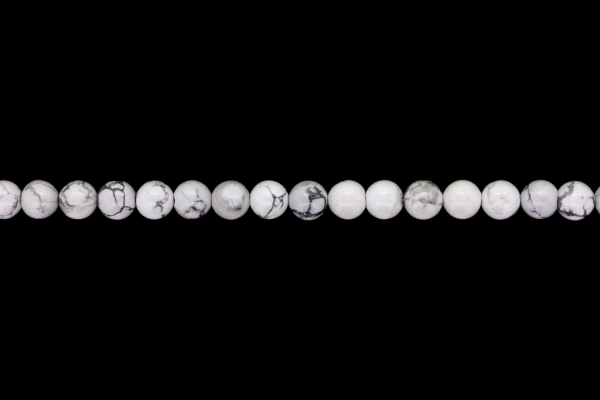 NATURAL STONE BEADS - HOWLITE - 8mm - STRING (48pcs.) Hole-1.6mm