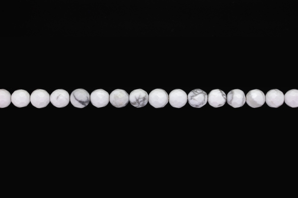 NATURAL STONE BEADS - HOWLITE FACETED - 8mm - STRING (48pcs.) Hole-1.6mm