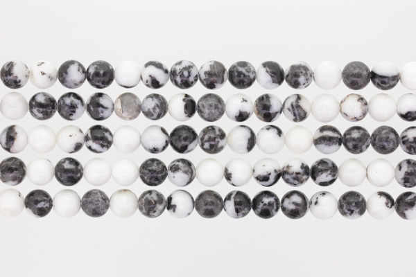 NATURAL STONE BEADS - JASPER BLACK-WHITE - 8mm - PACKAGE (5x48pcs.) Hole-1.6mm