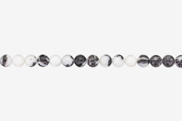 NATURAL STONE BEADS - JASPER BLACK-WHITE - 8mm - STRING (48pcs.) Hole-1.6mm