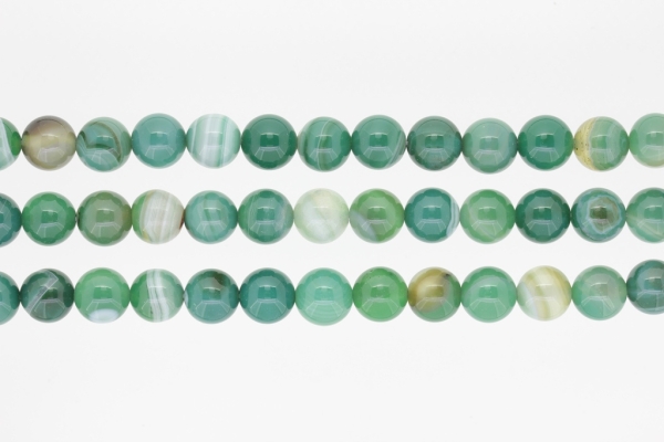 NATURAL STONE BEADS - AGATE GREEN - 10mm - PACKAGE (3x38pcs.) Hole-1.8mm