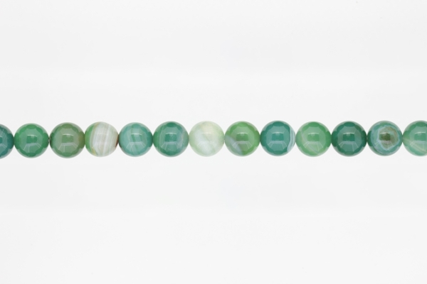 NATURAL STONE BEADS - AGATE GREEN - 10mm - STRING (38pcs.) Hole-1.8mm