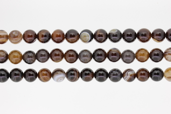 NATURAL STONE BEADS - AGATE BROWN - 10mm - PACKAGE (3x38pcs.) Hole-1.8mm