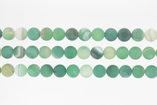 NATURAL STONE BEADS - AGATE MATTED GREEN - 10mm - PACKAGE (3x38pcs.) Hole-1.8mm