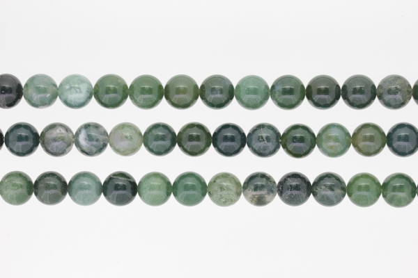 NATURAL STONE BEADS - AGATE MOSS - 10mm - PACKAGE (3x38pcs.) Hole-1.8mm