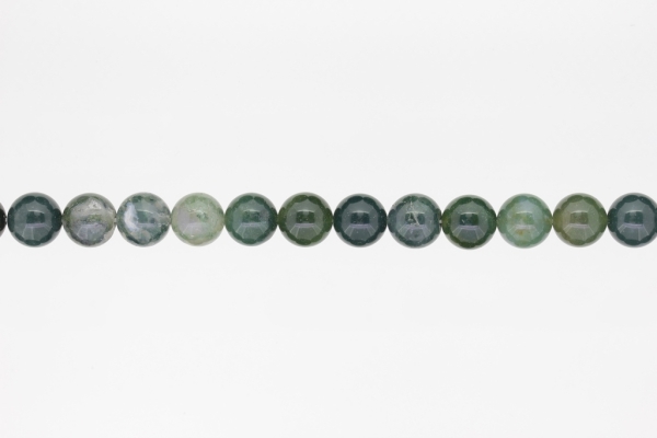 NATURAL STONE BEADS - AGATE MOSS - 10mm - STRING (38pcs.) Hole-1.8mm