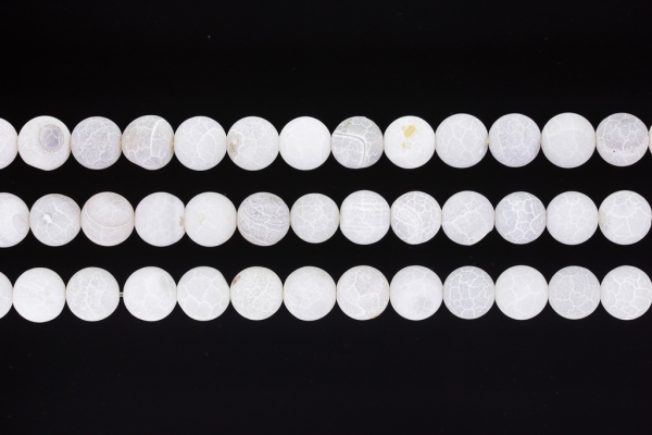 NATURAL STONE BEADS - AGATE CRACKED WHITE - 10mm - PACKAGE (3x38pcs.) Hole-1.8mm