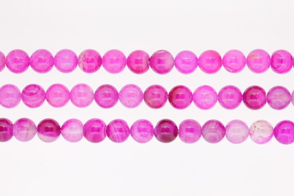 NATURAL STONE BEADS - AGATE PINK - 10mm - PACKAGE (3x38pcs.) Hole-1.8mm