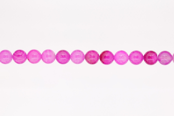 NATURAL STONE BEADS - AGATE PINK - 10mm - STRING (38pcs.) Hole-1.8mm