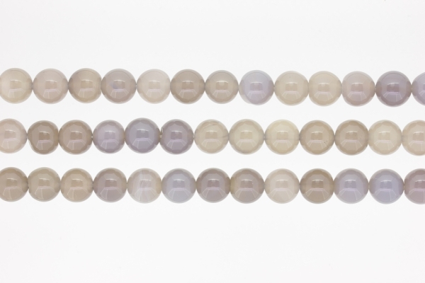 NATURAL STONE BEADS - AGATE GRAY - 10mm - PACKAGE (3x38pcs.) Hole-1.8mm