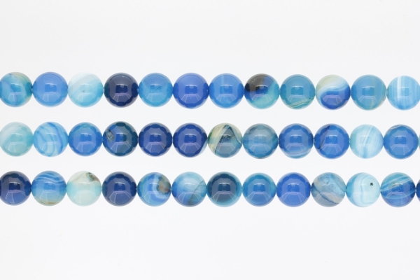 NATURAL STONE BEADS - AGATE BLUE - 10mm - PACKAGE (3x38pcs.) Hole-1.8mm