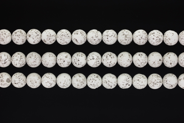 NATURAL STONE BEADS - LAVA STONE WHITE - 10mm - PACKAGE (3x38pcs.) Hole-1.8mm