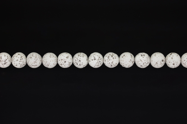 NATURAL STONE BEADS - LAVA STONE WHITE - 10mm - STRING (38pcs.) Hole-1.8mm