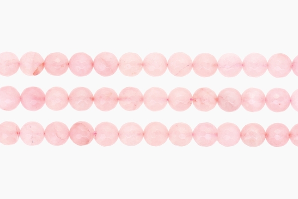 NATURAL STONE BEADS - QUARTZ PINK FACETED - 10mm - PACKAGE (3x38pcs.) Hole-1.2mm