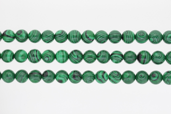 NATURAL STONE BEADS - MALACHITE - 10mm - PACKAGE (3x38pcs.) Hole-1.8mm