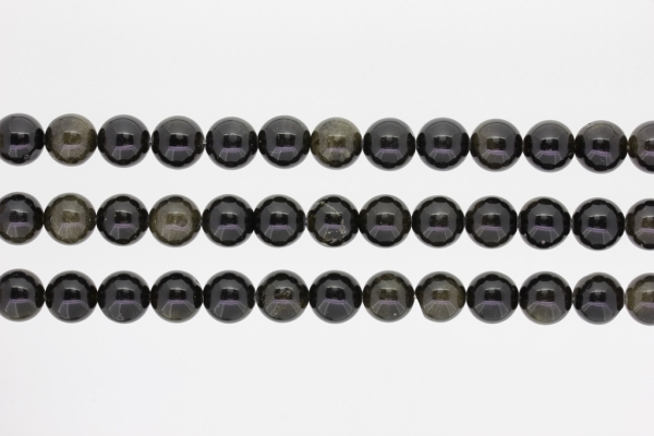 NATURAL STONE BEADS - OBSIDIAN GOLDEN - 10mm - PACKAGE (3x38pcs.) Hole-1.8mm