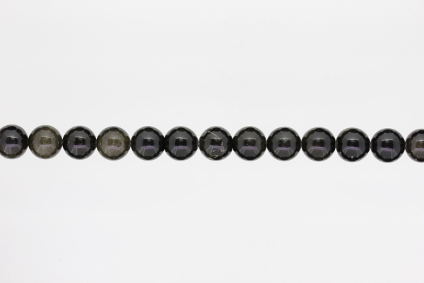 NATURAL STONE BEADS - OBSIDIAN GOLDEN - 10mm - STRING (38pcs.) Hole-1.8mm