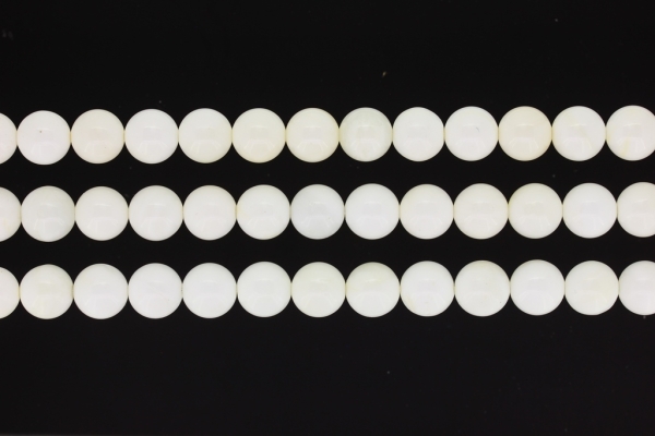 NATURAL STONE BEADS - MOTHER OF PEARL WHITE - 10mm - PACKAGE (3x38pcs.) Hole-1.8mm