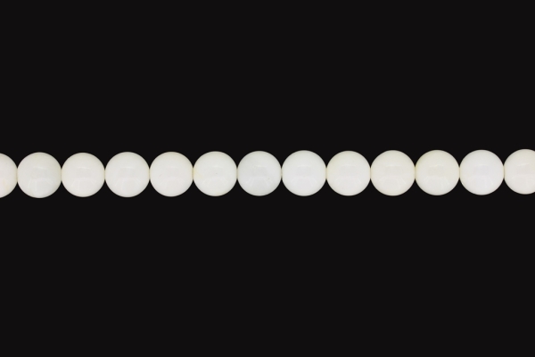 NATURAL STONE BEADS - MOTHER OF PEARL WHITE - 10mm - STRING (38pcs.) Hole-1.8mm