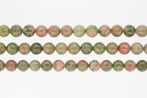 NATURAL STONE BEADS - UNAKITE - 10mm - PACKAGE (3x38pcs.) Hole-1.8mm