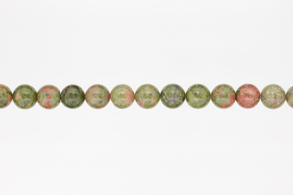 NATURAL STONE BEADS - UNAKITE - 10mm - STRING (38pcs.) Hole-1.8mm