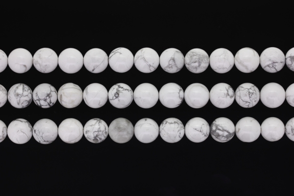 NATURAL STONE BEADS - HOWLITE - 10mm - PACKAGE (3x38pcs.) Hole-1.8mm