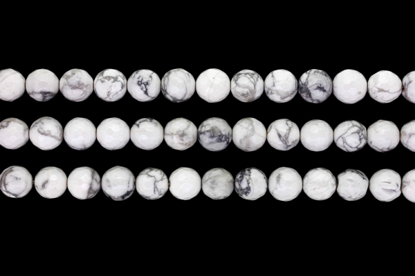 NATURAL STONE BEADS - HOWLITE FACETED - 10mm - PACKAGE (3x38pcs.) Hole-1.8mm