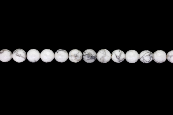 NATURAL STONE BEADS - HOWLITE FACETED - 10mm - STRING (38pcs.) Hole-1.8mm