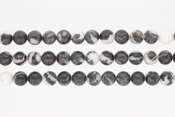 NATURAL STONE BEADS - JASPER BLACK-WHITE - 10mm - PACKAGE (3x38pcs.) Hole-1.8mm