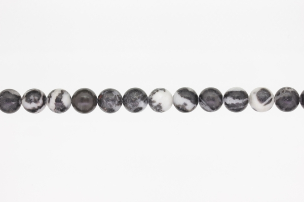 NATURAL STONE BEADS - JASPER BLACK-WHITE - 10mm - STRING (38pcs.) Hole-1.8mm