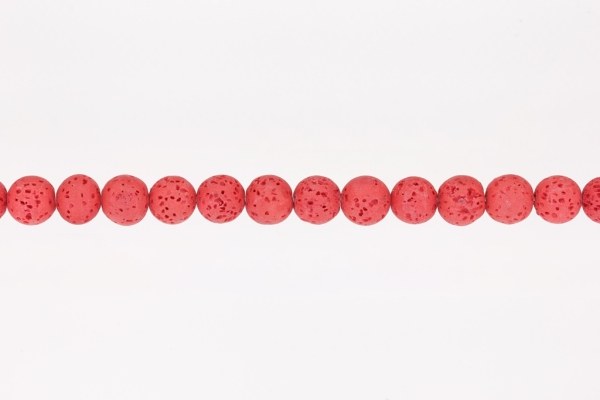 NATURAL STONE BEADS - LAVA STONE RED - 10mm - STRING (38pcs.) Hole-1.8mm