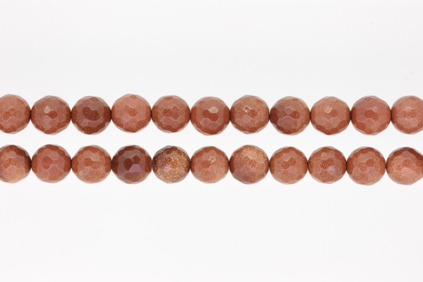 NATURAL STONE BEADS - AVENTURINE BROWN FACETED - 12mm - PACKAGE (2x32pcs.) Hole-2.0mm