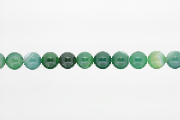 NATURAL STONE BEADS - AGATE GREEN - 12mm - STRING (32pcs.) Hole-2.0mm