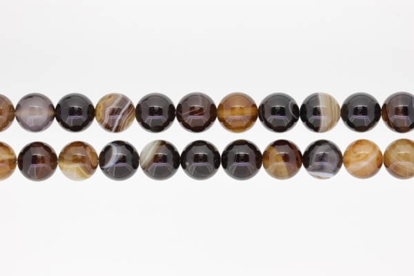 NATURAL STONE BEADS - AGATE BROWN - 12mm - PACKAGE (2x32pcs.) Hole-2.0mm