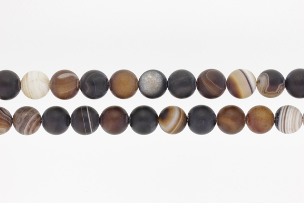 NATURAL STONE BEADS - AGATE MATTED BROWN - 12mm - PACKAGE (2x32pcs.) Hole-2.0mm