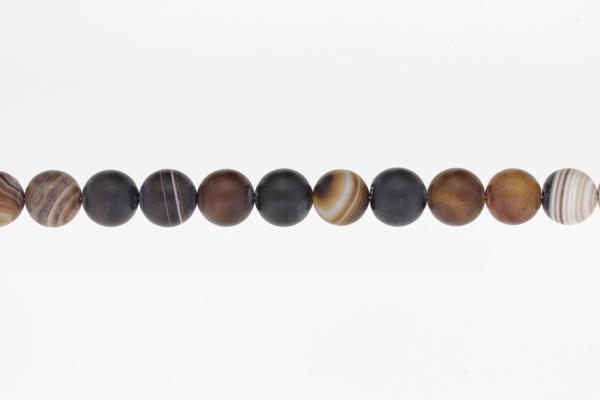 NATURAL STONE BEADS - AGATE MATTED BROWN - 12mm - STRING (32pcs.) Hole-2.0mm