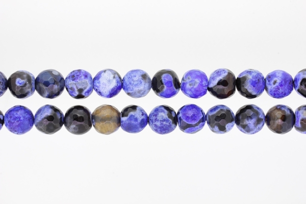 NATURAL STONE BEADS - AGATE COLORFUL FACETED DARK BLUE - 12mm - PACKAGE (2x32pcs.) Hole-2.0mm