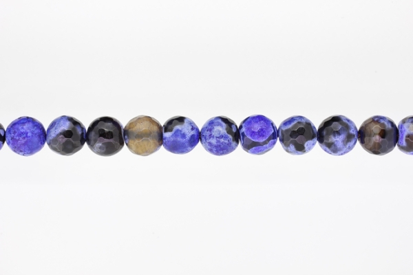 NATURAL STONE BEADS - AGATE COLORFUL FACETED DARK BLUE - 12mm - STRING (32pcs.) Hole-2.0mm