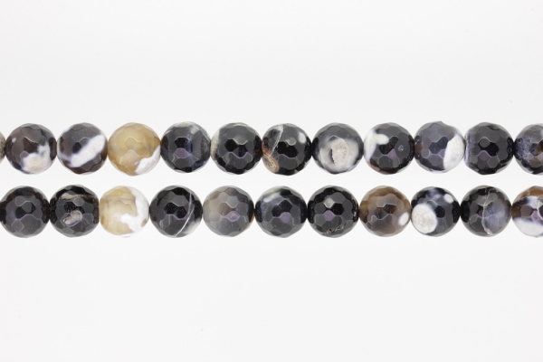 NATURAL STONE BEADS - AGATE COLORFUL FACETED BLACK-WHITE - 12mm - PACKAGE (2x32pcs.) Hole-2.0mm