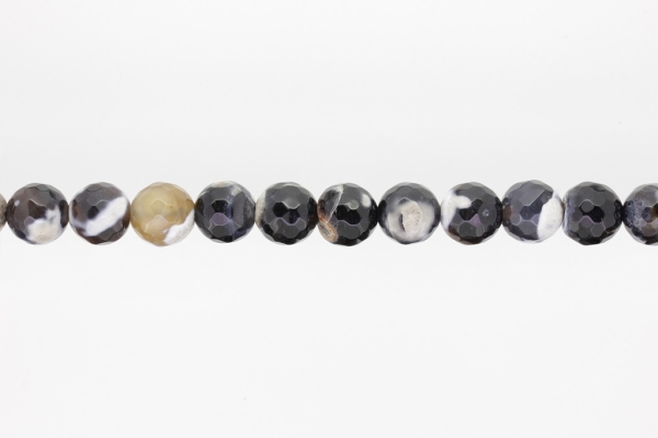 NATURAL STONE BEADS - AGATE COLORFUL FACETED BLACK-WHITE - 12mm - STRING (32pcs.) Hole-2.0mm