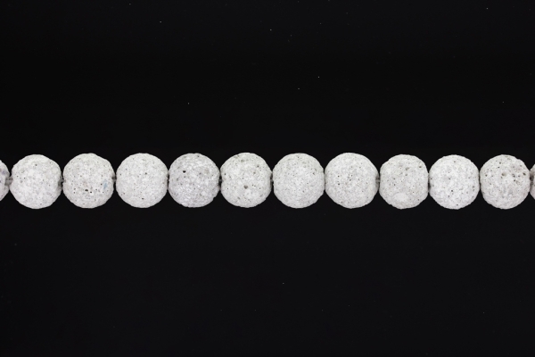 NATURAL STONE BEADS - LAVA STONE WHITE - 12mm - STRING (32pcs.) Hole-2.0mm