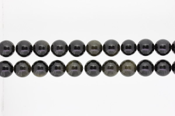 NATURAL STONE BEADS - OBSIDIAN GOLDEN - 12mm - PACKAGE (2x32pcs.) Hole-2.0mm