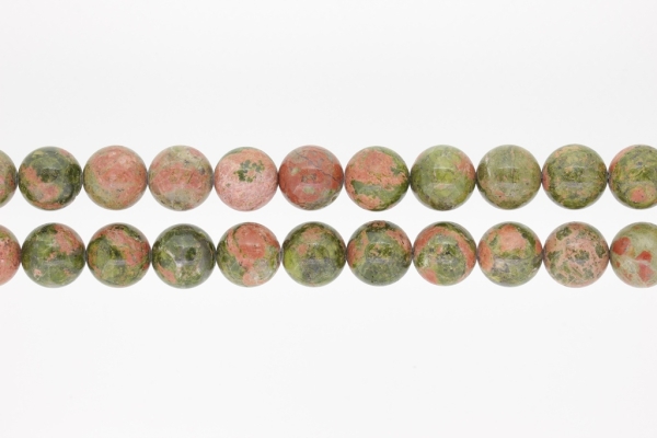 NATURAL STONE BEADS - UNAKITE - 12mm - PACKAGE (2x32pcs.) Hole-2.0mm