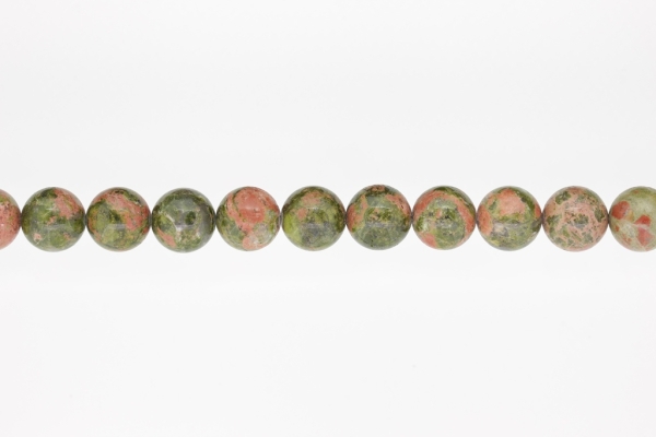 NATURAL STONE BEADS - UNAKITE - 12mm - STRING (32pcs.) Hole-2.0mm