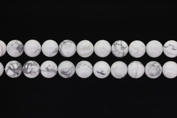 NATURAL STONE BEADS - HOWLITE - 12mm - PACKAGE (2x32pcs.) Hole-2.0mm